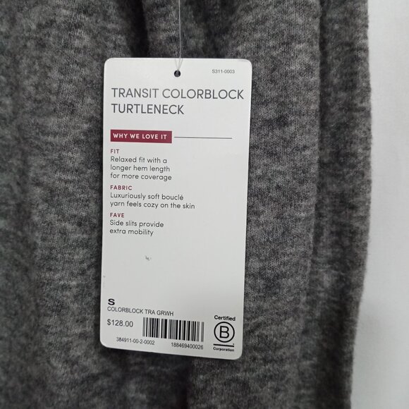 Athleta Womens Sweater Size S Wool Transit Turtleneck Pullover Top Stretch Gray - Picture 7 of 8
